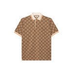 GUCCI Gg Logo Jacquard Polo S&auml;rk 742384-XJFGU-2270 XL-No Original Gift Bag Or Gift Box beež