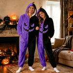 T&auml;iskasvanute Halloweeni pidžaamakost&uuml;&uuml;m kapuutsi ja lukuga pikkade varrukatega meestele ja naistele XL purple