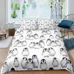 Pingviini tekkikate Kawaii looma mustvalge v&auml;ike pingviin tekkikate komplekt j&auml;&auml;m&auml;gi Antarktika talvine voodipesu komplekt 135x200cm