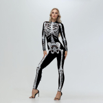 [Sa oled minu saladus] Cosplay Zombi Hirmutav Kolju Prinditud Kehakost&uuml;&uuml;m Halloweeni Peo Kost&uuml;&uuml;m Naiste Zenti Jumpsuit Surnute P&auml;ev S black