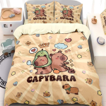 Kapiibara &uuml;hekohalised tekikotid Pehmed mikrokiust laste voodipesu Kahepoolsed tepitud voodikomplektid padjap&uuml;&uuml;ridega 75*50cm t&uuml;drukutele poistele 100x135cm 3pcs