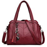 Moodne &otilde;lakott naistele k&auml;ekott Naistele Retro PU nahast k&auml;ekott tuttidega 31*11*22cm veinipunane v&auml;rv