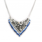 Les Tr&eacute;sors De Lily [N3104] - Collier 'Cotte de Maille' bleu argent&eacute; sinine