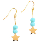 Les Tr&eacute;sors De Lily [Q1202] &ndash; terasest disainitud k&otilde;rvar&otilde;ngad 'Une Etoile est N&eacute;e' t&uuml;rkiissinine kuld - 30x10 mm t&uuml;rkiissinine