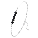 Lily-Crystal [R0950] - K&auml;sitsi valmistatud h&otilde;bedast k&auml;ev&otilde;ru  Mineralia  must h&otilde;be - 20x4 mm must