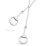 Les Tr&eacute;sors De Lily [R1544] - Collier Argent 'Equitation' argent&eacute; (rhodi&eacute;) - 50x10 mm h&otilde;be