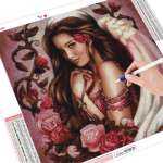 Teemanttikandid portree 5D DIY Teemantmaaling Lilled t&auml;isringi t&uuml;druk 30x30CM