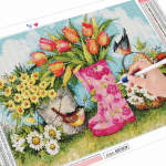 Teemantmaaling Lind Loom T&auml;isruudukujuline &uuml;mmargune k&auml;sit&ouml;&ouml;komplekt Teemanttikandid Lilled Mosaiiksaapad Kunst Rhinestone kodukaunistus Full Round (20X30CM)