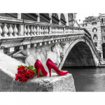 T&auml;isruudukujuline/&uuml;mmargune teemantmaal must punane maastik 5D teemanttikandid portree lill 5D meisterdamise mosaiikkaunistus Full Round 20X30CM punane