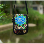 Moodne reisitelefoni rahakott Riiklik l&otilde;uendist &otilde;lg V&auml;ike vintage Boho etnilise tikandiga kott naistele Lilleline reisikott sinine