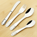 Noa teelusika kahvli komplekt 304 roostevabast terasest laste s&ouml;&ouml;giriistade komplekt multifilmi mustriga nikerdamine lastele lauan&otilde;ud, h&otilde;ben&otilde;ud dinnerware set h&otilde;be