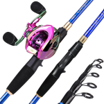 Teleskoop&otilde;ngeritv 12+1BB Baitcasting Reel Bass Magevee Merevee V&auml;lisreisi &Otilde;ngeritv Combo 1.8M&Left had