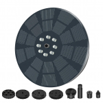 P&auml;ikeseenergiaga purskkaevupump, 3 W p&auml;ikeseenergial t&ouml;&ouml;tav v&auml;lilinnuvanni purskkaev, 7 pihustusmustriga veepump koos must