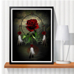 5D DIY Teemantmaal Veripunane roos K&auml;sit&ouml;&ouml; t&auml;ispuur Teemanttikandid Ristpistes Mosaiik Kodukaunistus Round 20x30cm