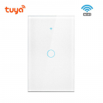 Tuya Smart Life Luksuslik klaaspaneeli nutikas l&uuml;liti AC90V-260V puutel&uuml;liti Vajab neutraalse liini h&auml;&auml;ljuhtimise valgust juhtmevaba seinal&uuml;liti 1-Gang valge
