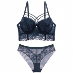 DKGEA Bandage Seksikas aluspesukomplekt Paks naiste pitsiline Push Up rinnahoidja 70A sinine