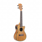 24-tolline Cutaway Ukulele Hawaii kitarriinstrument LED EQ Koa / vineerist Cowry Shell &auml;&auml;red / OX Bone 24