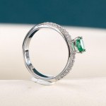 Bella Box Factory hulgim&uuml;&uuml;k Retro naiste s&otilde;rmusb&auml;nd Klassikaline ovaalne kuubikujuline tsirkoonhark, seadistus pulmas&otilde;rmus naistele, kingitus 6 roheline