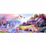 5D DIY teemantmaaling Maaliline majake p&auml;ikeseloojangu teemanttikandid t&auml;ismosaiikkomplektid ristpistes kodukaunistus K&auml;sitsi valmistatud kingitused Round 20x30cm