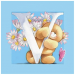 5D DIY Teemantmaali T&auml;hestik Multifilm Karu 26 Inglise Kirjaga Teemantmosaiik Pilt kividest Tikand Kodukaunistuse kingitus Full Round 20x30CM