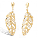 Les Tr&eacute;sors De Lily [R7150] &ndash; kullatud Sissi kuldse rubiiniga k&otilde;rvar&otilde;ngad &ndash; 33x10 mm (lehed) valge