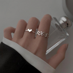 2 tk Hollow Out Love Heart Ring Isiksuse geomeetrilised r&otilde;ngad Avamisr&otilde;ngas
