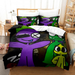 3D Rainbow Friends voodipesukomplektid tekikott koos padjap&uuml;&uuml;riga, kaheinimesevoodi, t&auml;issuuruses kuninganna voodiriided voodipesu EU Single 135x200