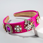 Naiste barokkstiilis juuksepael Rhinestone Pearl Head Band Bee v&auml;rvilisest kangast Corolla peakatted OneSize punane