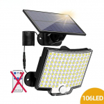 P&auml;ikesevalgusti v&auml;litingimustes 106 LED-i &uuml;lihele liikumisandur p&auml;ikeseenergia tugeva v&otilde;imsusega LED-aia seinalamp IP65 veekindel 4 t&ouml;&ouml;režiimi 106 LED-NO Control