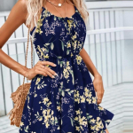 Seljata Camisole seksikas kleit suvine lillemustriga varrukateta kleit vabaaja pitsiga merev&auml;rvi minikleit Elegantne Vestidos 25036 S must