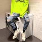 Meeste katkised teksad, meeste Jaapani retrokassi must-have vintage vabaaja k&auml;rbitud p&uuml;ksid 36