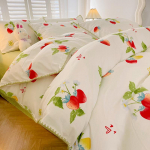 Lillemustriga harjatud kodu voodipesukomplekt Lihtne V&auml;rske Mugav Tekikott koos linakattega Padjap&uuml;&uuml;rid Voodipesu 1.5m 4pcs/sets