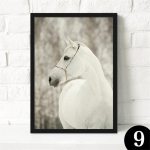 P&otilde;hjamaade dekoratiivne l&otilde;uendimaal Vertikaalsed ja horisontaalsed ristk&uuml;likukujulised plakatid raamita Loom valged hobused valge taust 21x30 No Frame