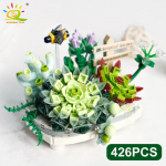 MOC Succulent Cherry Blossoms Taim Potis Mikro ehitusklotsid V&auml;ikesed klotsid Lilled Lillepotid Kaunistused M&auml;nguasjad Sisustus