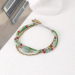 Boheemlaslikus etnilises stiilis kristallist looduslikust kivist mitmekihiline lihtne ja moodne k&auml;sitsi kootud naiste k&auml;ev&otilde;ru k&auml;ev&otilde;ru