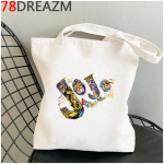 Jojo Bizarre Adventure ostukott taaskasutuskott l&otilde;uend toidupood korduvkasutatav puuvillane ostukott reciclaje riidest string kotike 24*26cm