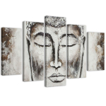 Viieosalise pildiga l&otilde;uendiprint Buddha Grey Zen Spa 100x70 hall v&auml;rv