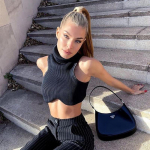 Y2k must Knitting Turtleneck Crop Top Naiste Seksikas Ebaregulaarsus K&otilde;hn Elastsus Tank Top Moeklubi Top T&auml;navar&otilde;ivad S must