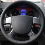 Kohandatud auto rooliratta punutise kate, pehme 100% sobib Geely EMGRAND EC7 EC715 EC718 auto salongi lisatarvikutele Black Thread