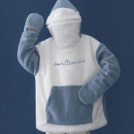 Ka&scaron;miir-imitatsiooniga kapuutsiga mantel S&uuml;gis- ja talvepaari kardigan L sinine