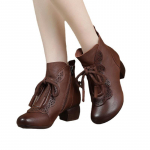 Uus mood Vintage l&uuml;hikesed saapad naiste &uuml;mmargune pea keskmise paksusega kontsa k&uuml;ljega t&otilde;mblukk N&ouml;&ouml;riga naiste saapad mood 39 pruun