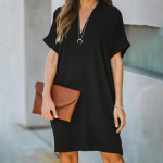 Naiste V-kaelusega l&uuml;hikeste varrukatega massiivne avar kleit suvine naiste &scaron;ifoonist T-s&auml;rkkleidid XXL valge