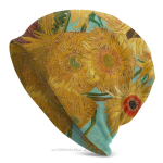 Kapoti m&uuml;tsid Vincent Van Goghi maalikunstnik Unisex naiste kudumism&uuml;tsi vaas kaheteistk&uuml;mne p&auml;evalillega Talvine soe m&uuml;ts Skullies Beanies m&uuml;tsid One Size