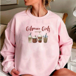 Lorelai Gilmore'i t&uuml;drukute dressipluus Gilmore'i t&uuml;drukute ja kohviga kapuutsiga Stars Hollow Christmas Coffee Crewneck dressipluus Xmas Party Top XL roosa