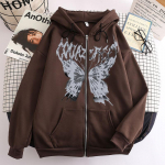 T&otilde;mblukuga kampsun Vintage Butterfly Hoodie Naiste mantel M