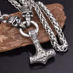 Vikingi roostevabast terasest Thor 'S Haamri ripatsiga kaelakee Meeste roostevabast terasest kummituspea kaelakee punk ehted 40CM