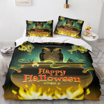 3D Halloweeni voodipesukomplekt &otilde;udussulgedega tekikate Padjap&uuml;&uuml;r 2/3 p&uuml;hadekingitused AU140 * 210 t&auml;issuuruses kiiresti kuivav pehme kodutekstiil Baby 100x135cm