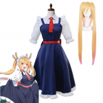 Anime Miss Kobayashi draakoni teenijat&uuml;druk Tohru Naiste Kleit Cosplay Parukas Peakate Kost&uuml;&uuml;m Halloween &Uuml;likond L-(Costume+Wig)