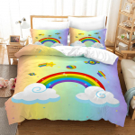 3D Rainbow voodipesukomplekt Armas multikas tekikott 2/3 t&uuml;kki EU135 * 200 t&auml;issuuruses &uuml;he- v&otilde;i kaheinimesevoodiga T&uuml;drukute tuba Pehme kodutekstiil EU Single 135x200cm