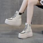 Fujini 8 cm naturaalsest lehmast ehtsast nahast poolsaapad, naiste jalatsid S&uuml;gis-kevadised mugavad platvormkingad 33 beež